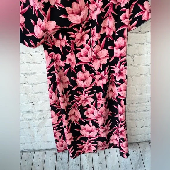 Sag Harbor Black & Pink floral short sleeve dress size 10 - Picture 11 of 11